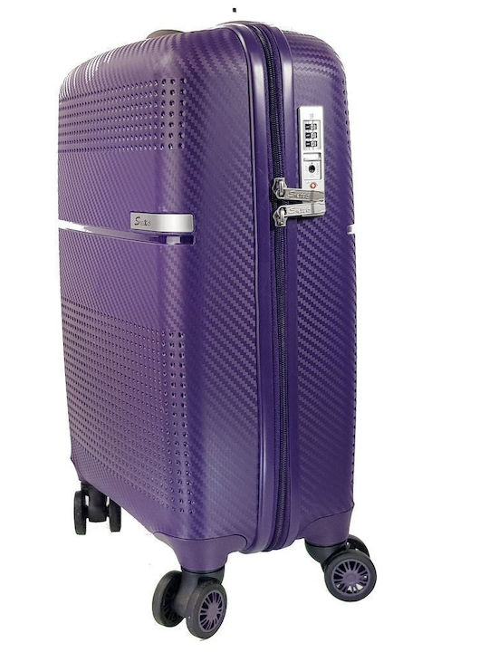 Stelxis Cabin Hard Purple Suitcase with 4 Wheels Height 55cm