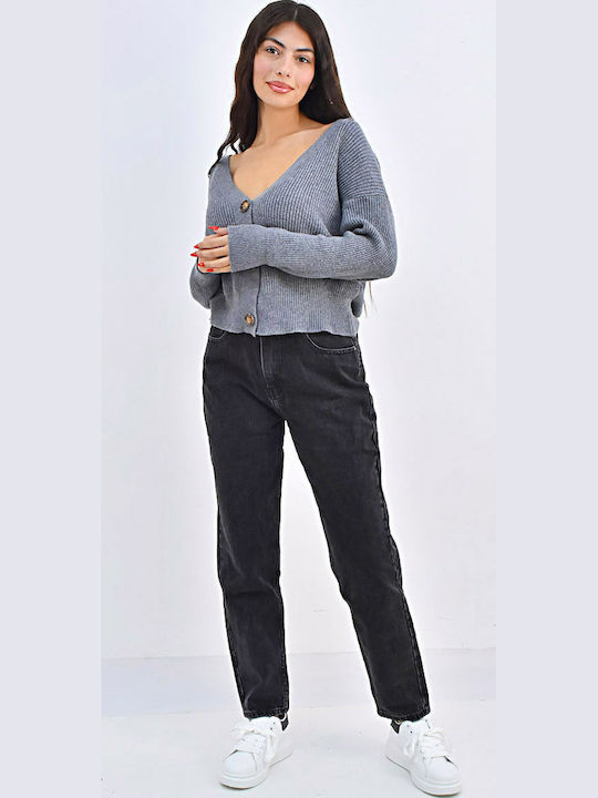 Women's Knitted Cardigan with Buttons Grey