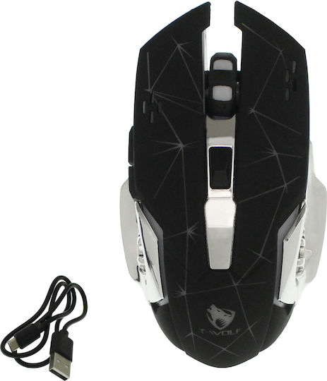 T-Wolf Q13 Ασύρματο RGB Gaming Ποντίκι Μαύρο