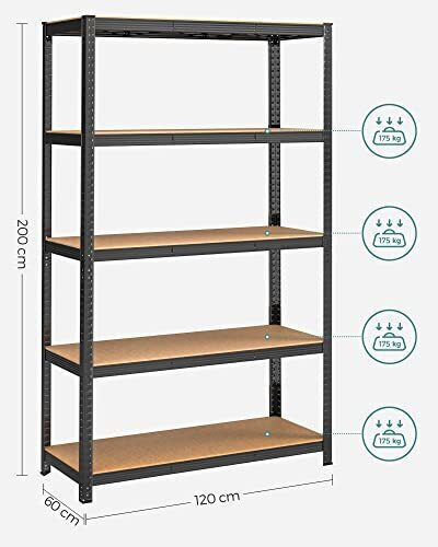 Songmics Dexion Rack 120x60x200cm with 5 Shelves Total Load Capacity 875kg