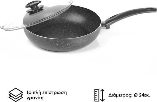Zilan Aluminum Pan with Lid and Non-Stick Interior Coating 24cm