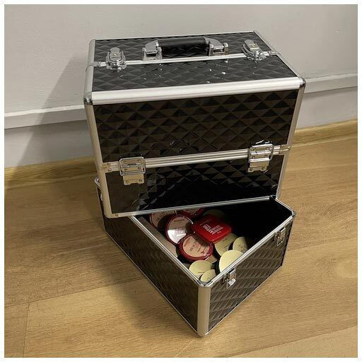Soulima Metallic Cosmetic Case Black H42.5xW35xD24.5cm
