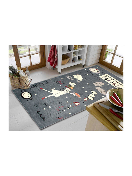 Dimcol Bon Appetit 257 Kitchen Anti-Slip Mat Runner Gray 67x150cm