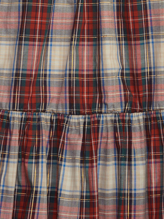 GAP Παιδικό Φόρεμα Καρό Μακρυμάνικο Red Tartan Plaid