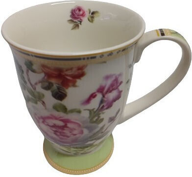 Καρβούνης Flowers Κούπα από Πορσελάνη Πράσινη 380ml