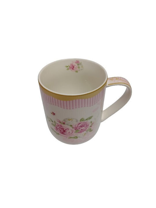 Karvounis Tasse aus Porzellan Rosa 380ml 1Stück