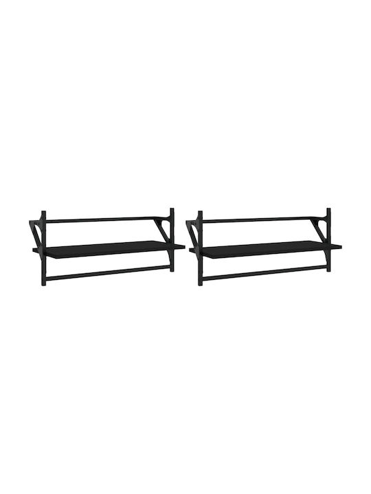 Shelves Wall Black 2pcs 65x25x30cm