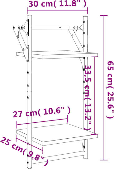 Wandregale Grau Sonoma 2Stücke 30x25x65cm