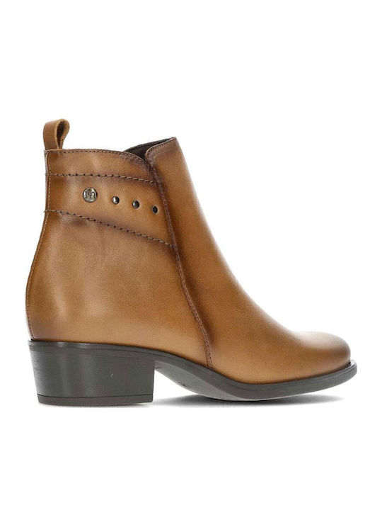 Leder Stiefeletten Damen Tabac Braun