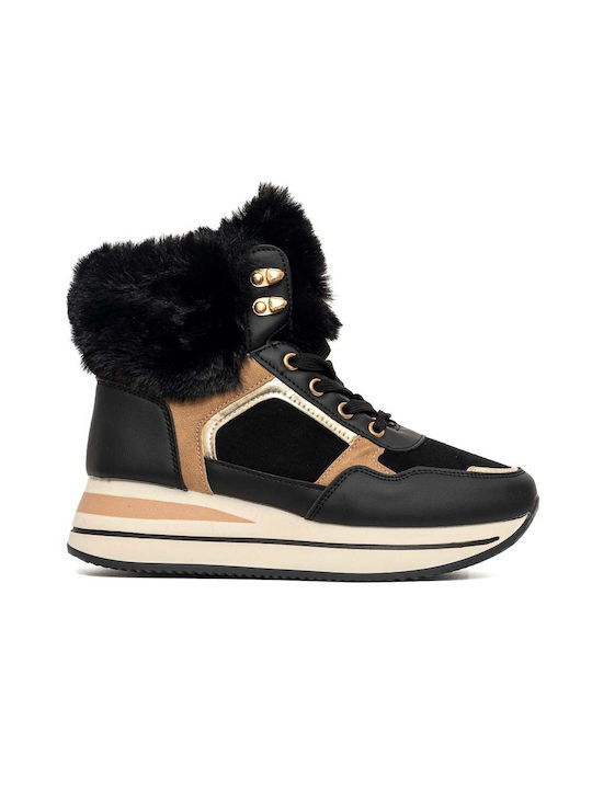 Politis shoes Women's Ankle Boots with Fur Black