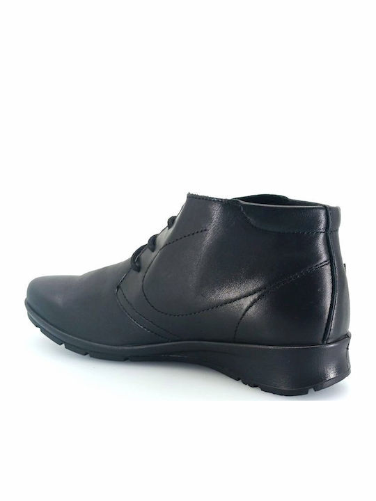 Leder Stiefeletten Damen mit Pelz Schwarz