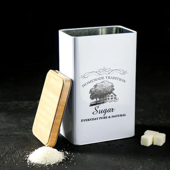 Viosarp Caseta Pentru Zahăr / Cafea Cu Capac Metalic Alb 9x6x16cm 1 Bucată