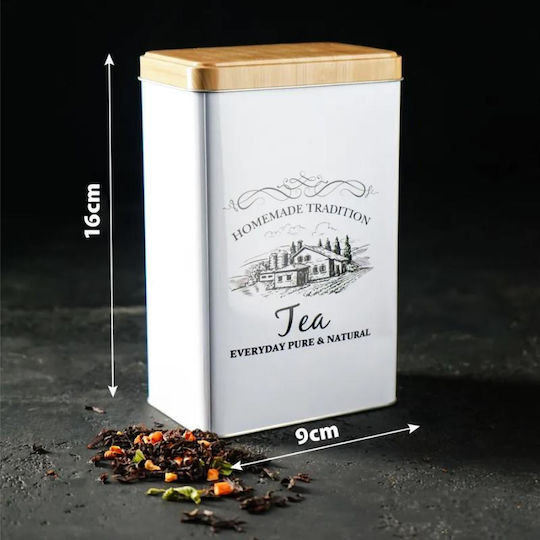 Viosarp Caseta Pentru Zahăr / Cafea Cu Capac Metalic Alb 9x6x16cm 1 Bucată