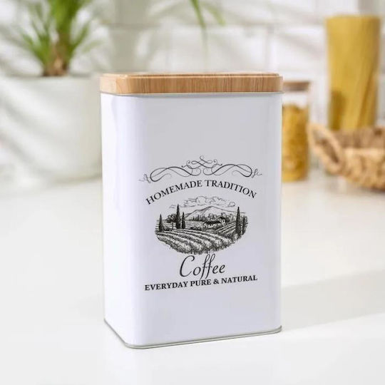Viosarp Caseta Pentru Zahăr / Cafea Cu Capac Metalic Alb 9x6x16cm 1 Bucată