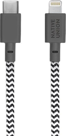 Native Union Belt Плетена USB-C към Lightning кабел Сив 1.2м Zebra (846654029772)