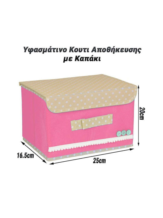 Fabric Storage Box with Lid Pink 25x20x16.5cm 1pcs