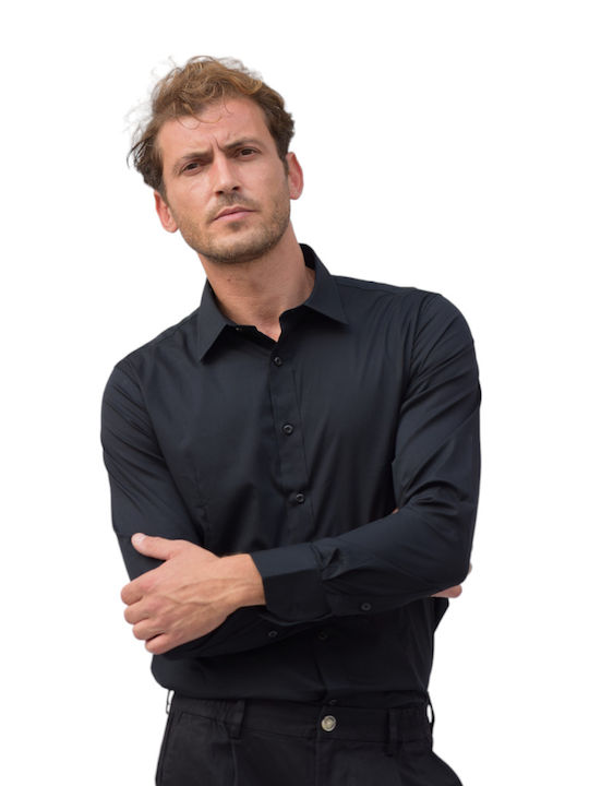 Cu mânecă lungă Cămașă în Linie ingusta Black