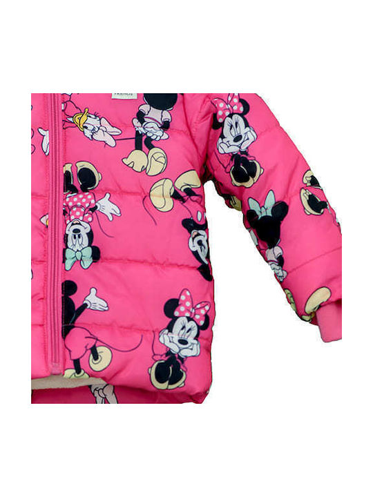 Disney Kids Quilted Jacket with Lining & Hood Fuchsia