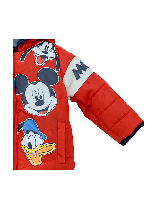 Disney Kids Quilted Jacket with Hood Red