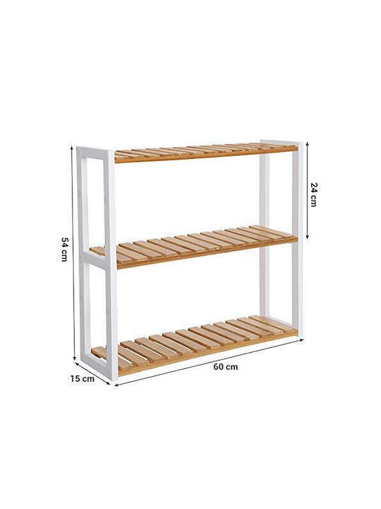 Songmics An der Wand montiert Badezimmerregal Bamboo 60x15x54cm
