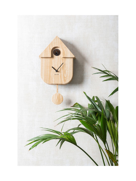 Karlsson Cuckoo Wall Clock Wooden With Pendulum Brown 21.5x8.5cm