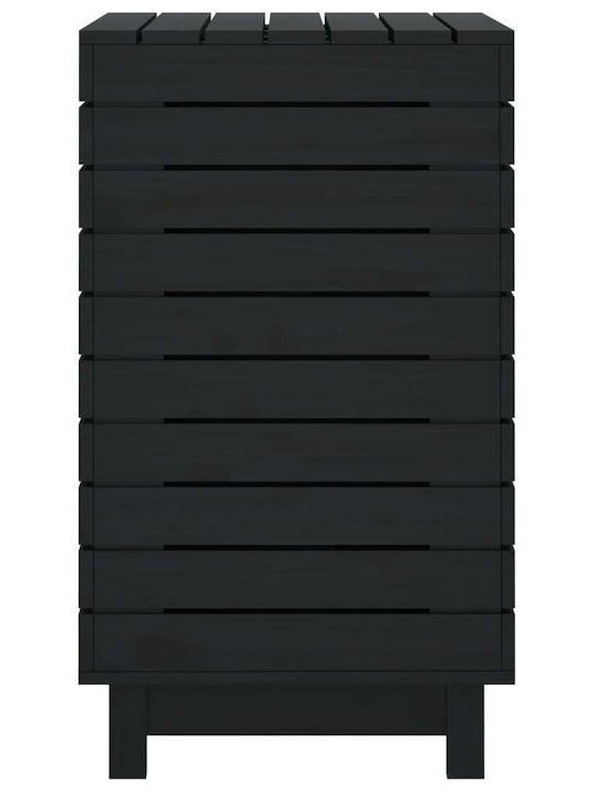 vidaXL vidaXL Holz Wäschekorb Mit Deckel 88,5x44x76cm Schwarz