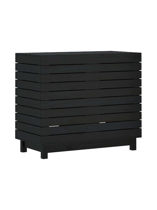vidaXL vidaXL Holz Wäschekorb Mit Deckel 88,5x44x76cm Schwarz