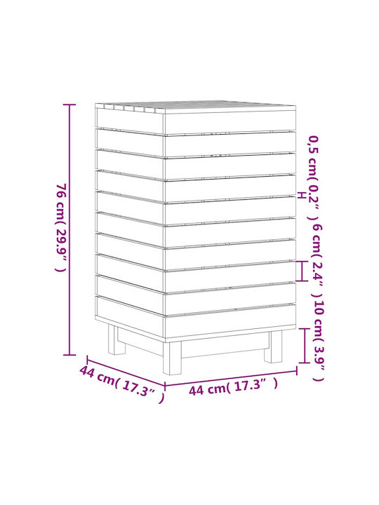 vidaXL Перилна Кошница Дърво С Капак 44x44x76см Бял