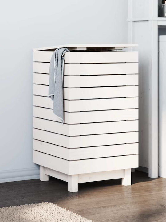 vidaXL Перилна Кошница Дърво С Капак 44x44x76см Бял