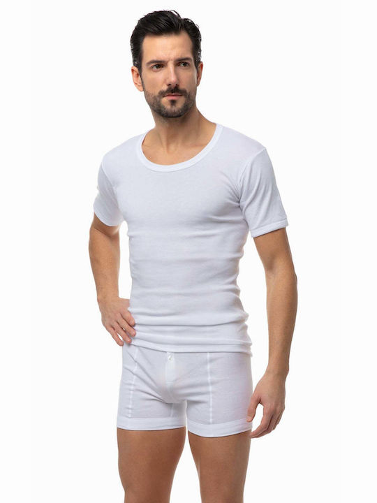 Minerva Men's Short Sleeve Undershirts White 2Pachet