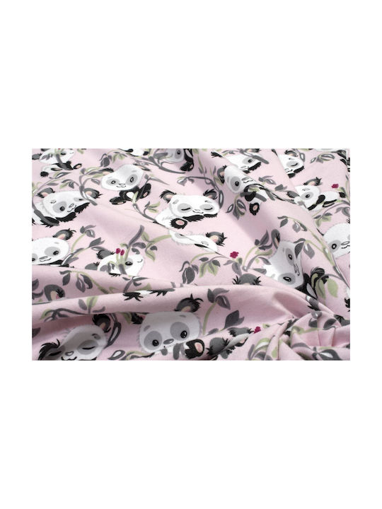Dimcol Σετ Σεντόνια Μονά Βαμβακερά Panda Bear Pink 160x240cm 3τμχ