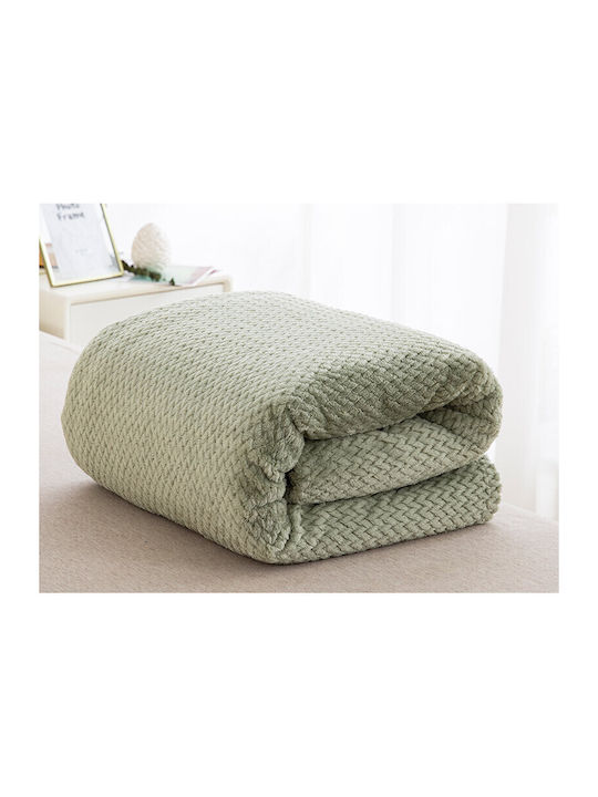 Liolios Home Jf-09 Κουβέρτα Fleece Υπέρδιπλη 220x240εκ. Πράσινο