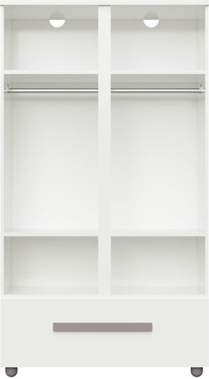Δίφυλλη Ντουλάπα με 1 Συρτάρι Λευκή 101x54x180cm