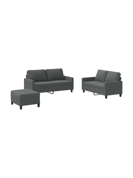 Σετ Σαλονιού 2-Sitzer & 2-Sitzer & Hocker Dark Grey