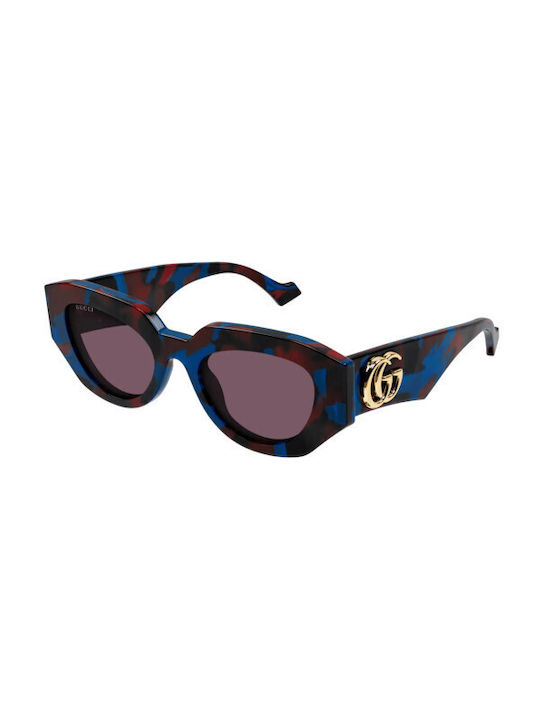 Gucci Sunglasses with Multicolour Tartaruga Acetate Frame and Brown Lenses GG1421S 003