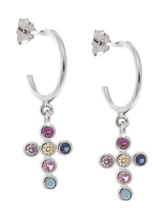Senza Earrings Hoops made of Silver with Stones Senza Earrings Hoops made of Silver with Stones
