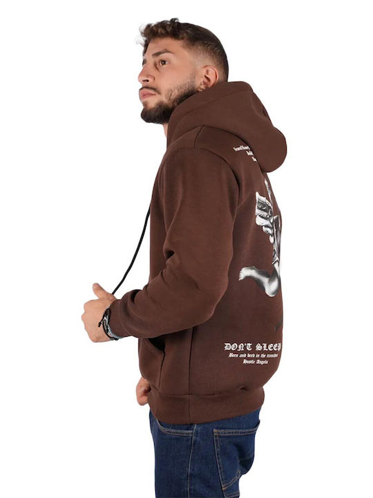 Adon Milano Herren Sweatshirt mit Kapuze und Taschen Brown.