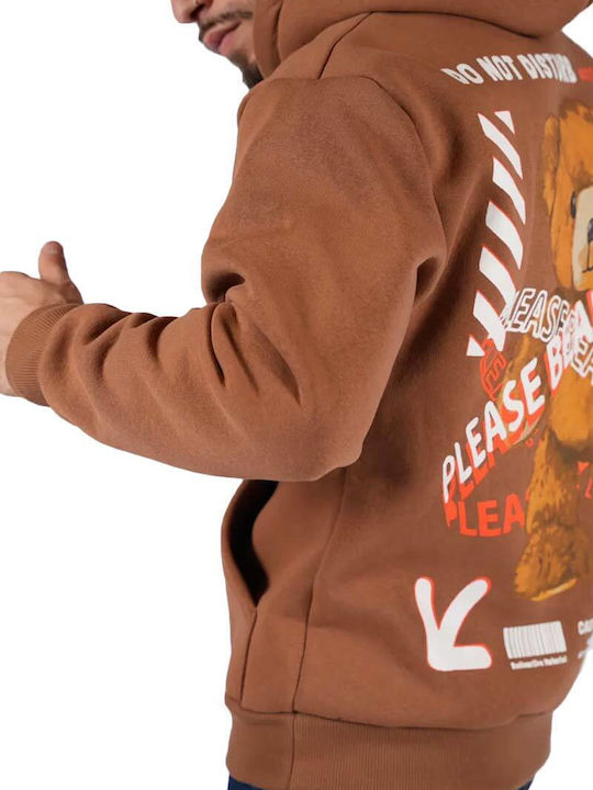 Adon Milano Herren Sweatshirt mit Kapuze und Taschen Brown.