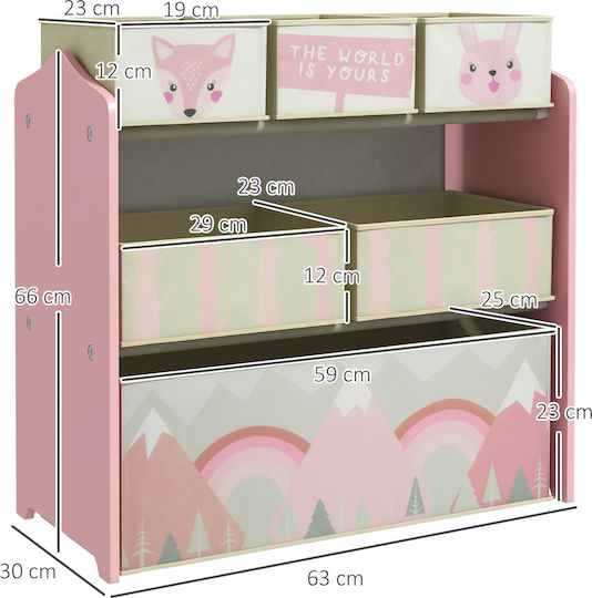 Zonekiz Toy Storage System made of Fabric Pink 63x30x66cm 1pcs