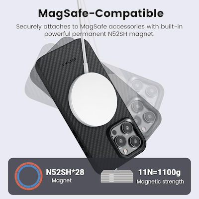 Pitaka Magez Pro Back Cover Σιλικόνης 1.6mm Ανθεκτική Μαύρο (iPhone 15 Pro Max)