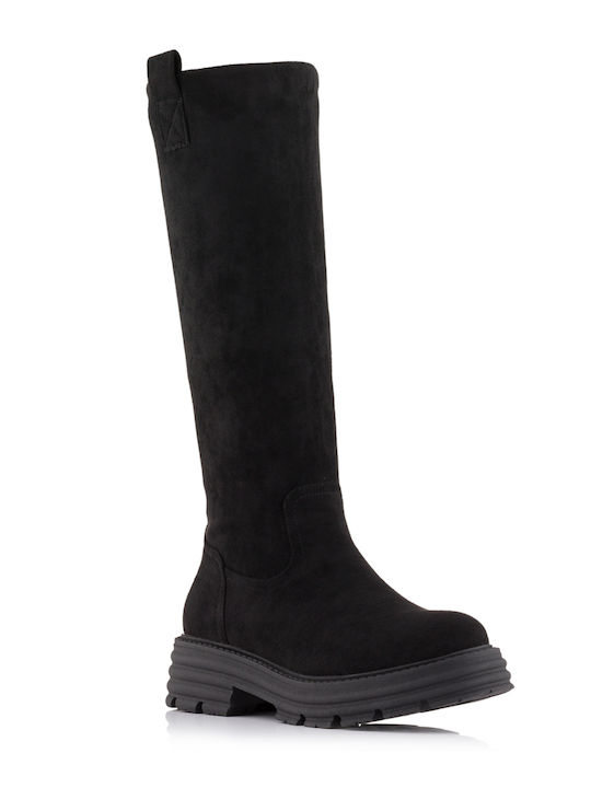 Dame Rose Suede Women's Boots with Zipper Black