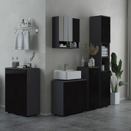 Kleankin Bathroom Cabinet L60xW30xH60cm Black