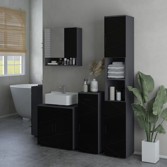 Kleankin Bathroom Cabinet L60xW30xH60cm Black