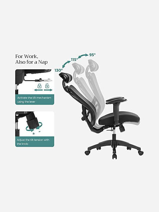 Stuhl Büro mit Verstellbaren Armen Black Songmics