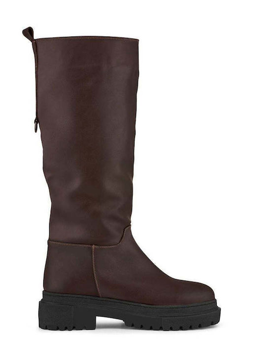 Fashion Attitude Women's Boots with Rubber Brown