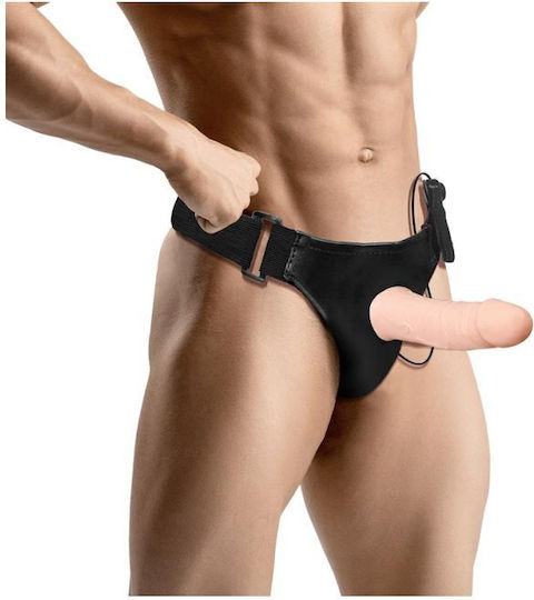 Control Harness με Dildo 16.5cm και Δόνηση στο χρώμα του δέρματος