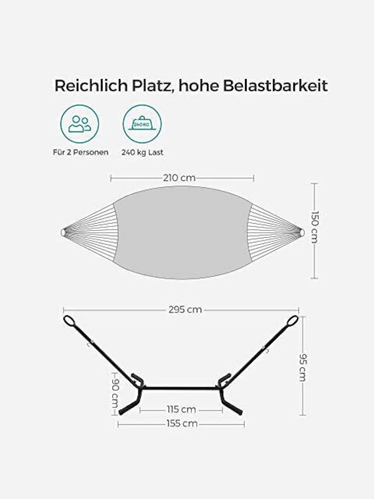 Songmics Double Hammock with Stand Black 210x150cm