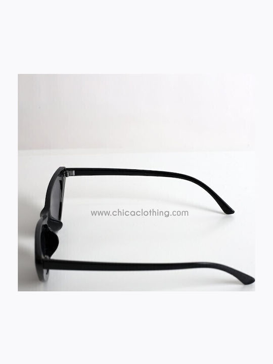 Looks Style Eyewear Γυναικεία Γυαλιά Ηλίου με Μαύρο Κοκκάλινο Σκελετό και Μαύρο Φακό 42BAX-01150