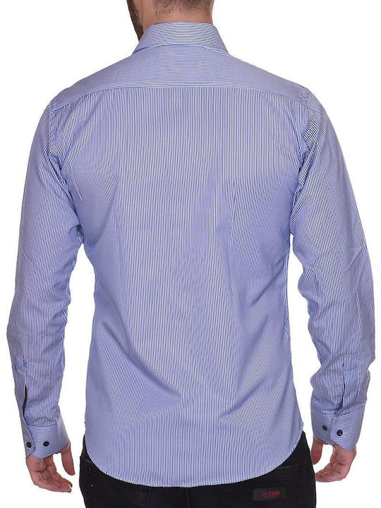 Endeson Fashion Men's Shirt Long Sleeve Blue.