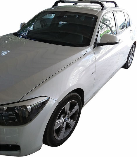 Hermes Metallic Car Roof Bars for BMW Series 1 5D Set with Roof Rack Legs Black